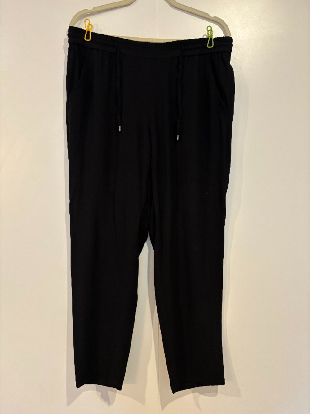 Eileen Fisher 100% Silk Black Elastic Waist Pants Size M